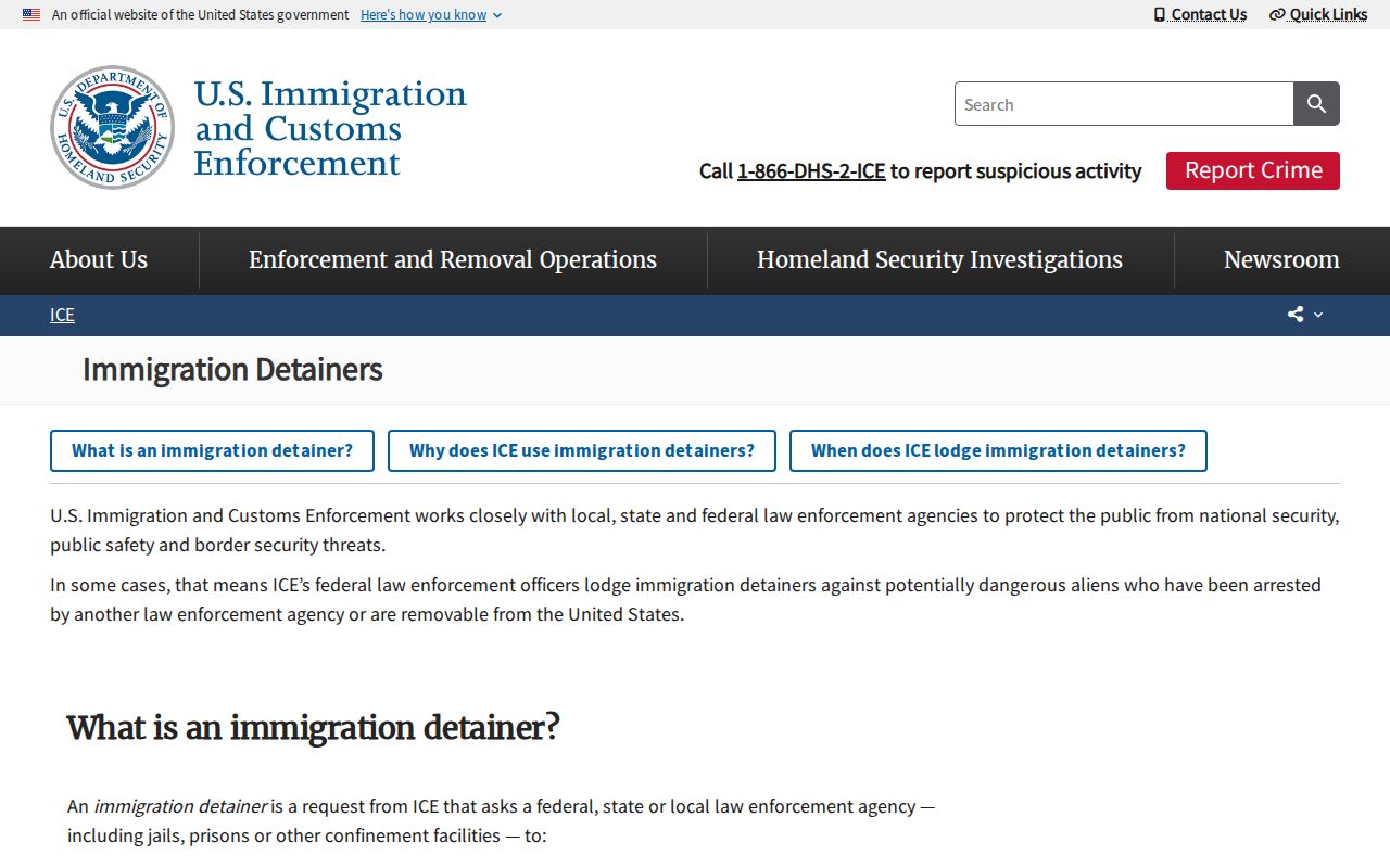 ICE detainer guidance for a Jackson County custody release